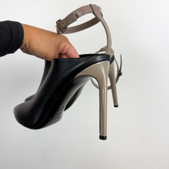 Vince Armon Ankle Strap Mule Pointed Toe Stiletto Heel Black Gray - 9.5 41 - Picture 5 of 9